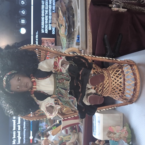 AVAILABLE -RARE Vintage Porcelain Doll Beautiful dark complexion 17" Tall - Picture 9 of 11